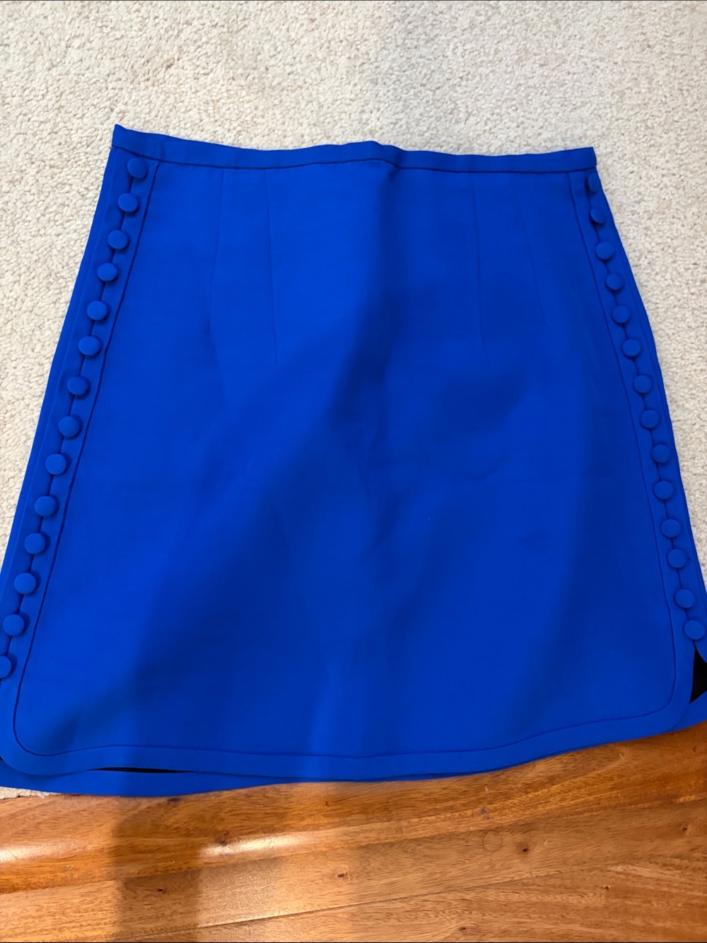 Zara Electric Blue Mini Skirt with Button-Trim